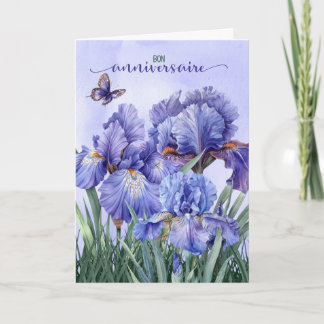 Carte French Bon Anniversaire Purple Iris Anniversaire