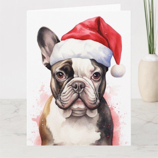 Carte French BullDog Noël Père Noël Paws Festival (Devant)
