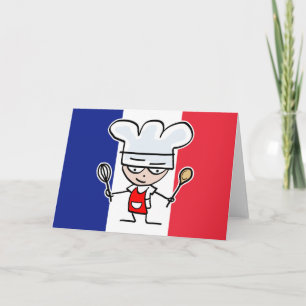 Carte French Chef Greeting card design with flag