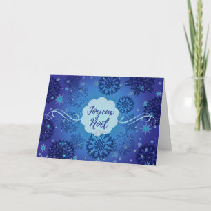 Carte French Christmas Joyeux Noel Snowflakes