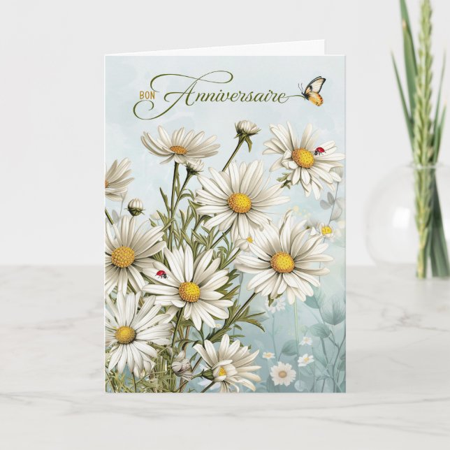 Carte French Daisers and Ladybugs Anniversaire (Devant)