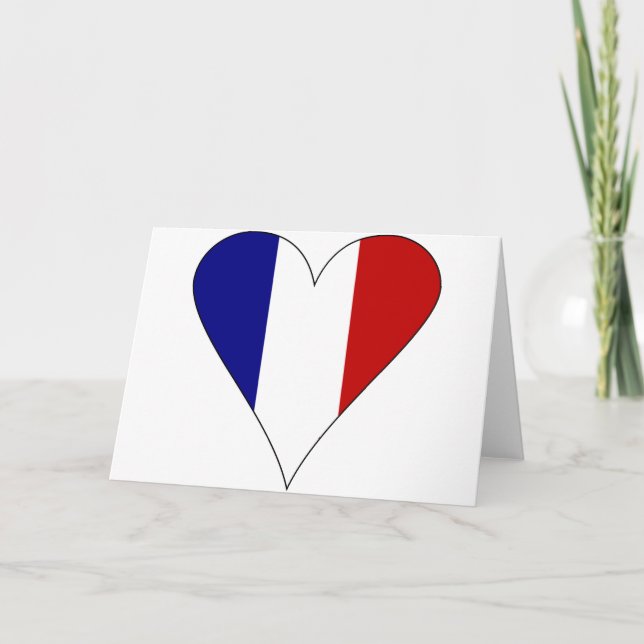 Carte French Flag Heart Moderne (Devant)
