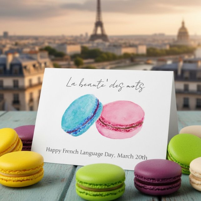 Carte French Language Day March 20 Macarons (Créateur téléchargé)