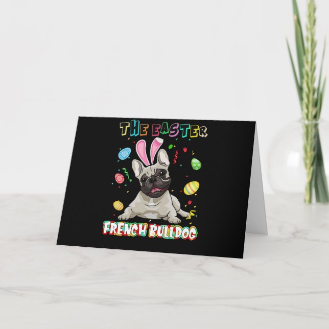 Carte Frenchie Cadeau | Le Lapin de Pâques Bouledogue Fr (Devant)