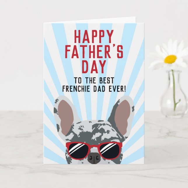 Carte Frenchie Fête des pères Blue Merle French Bulldog (Petite plante)
