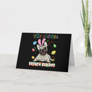 Carte Frenchie Gift   Pâques le lapin de Bulldog Françai