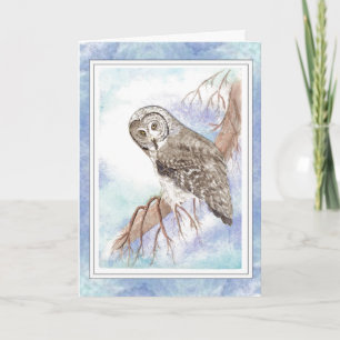 Carte Frère d'anniversaire avec grand hibou gris