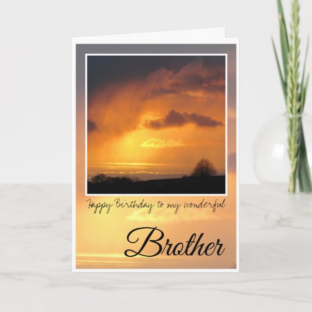 Carte Frère d'anniversaire, soleil brillant derrière les (Devant)