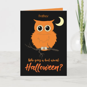 Carte Frère Halloween qui donne un humour de hibou de
