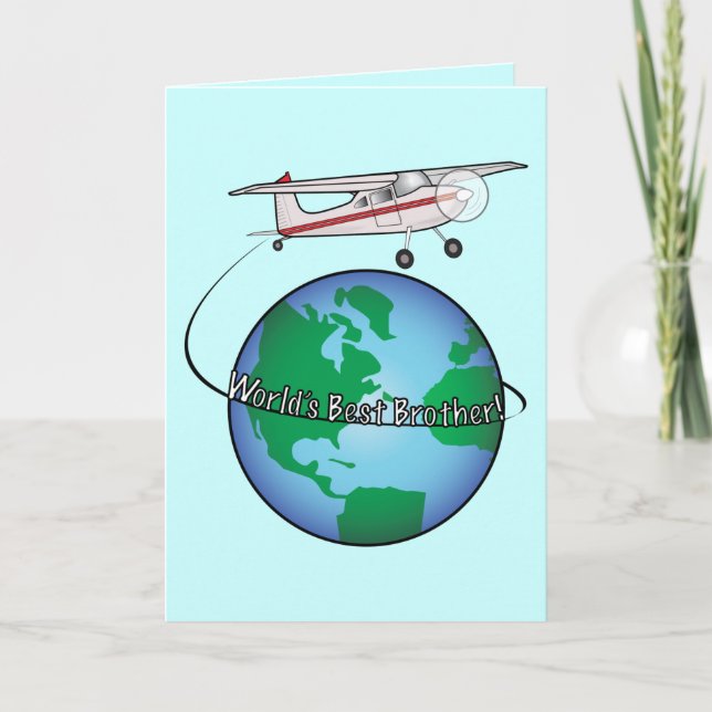 Carte Frère Joyeux Anniversaire avec avion (Devant)