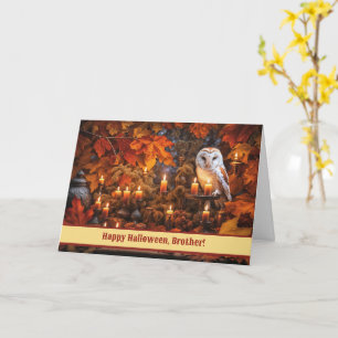 Carte Frère Joyeux Halloween Belle Chouette et Bougies