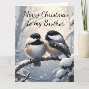 Carte Frère Noël Voeux & Amour Chickadee Bird