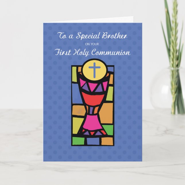 Carte Frère, Première communion Félicitations, Coupe et (Devant)