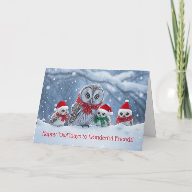 Carte Friend or Friends Christmas Holiday Cute Owl (Devant)