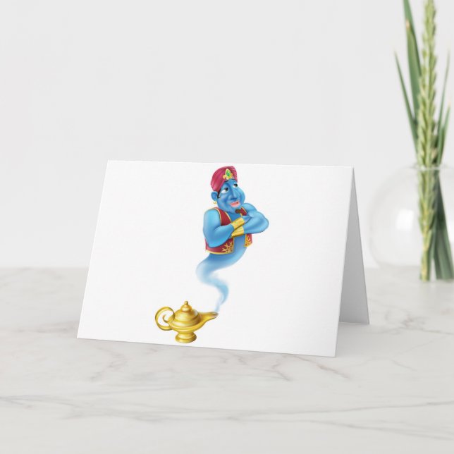 Carte Friendly Jinn or genie and magic oil lamp (Devant)