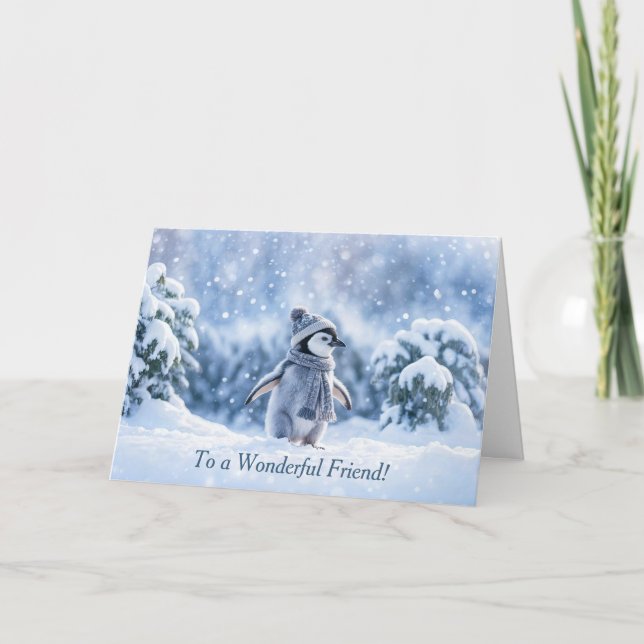 Carte Friends or Friend Happy Holidays Christmas Penguin (Devant)