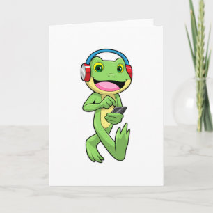 Carte Frog à la musique avec casque