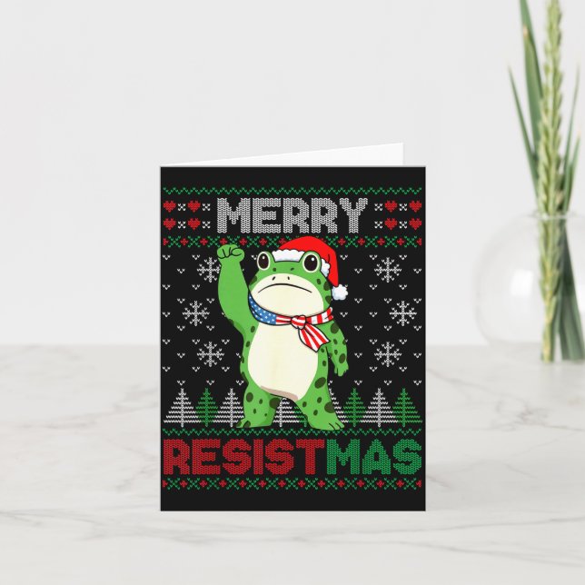 Carte Frog Retro Merry Resistmas Funny Litical Ugly Chri (Devant)