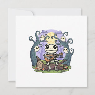Carte Frog Skeleton Playing Ukulele with Ghosts
