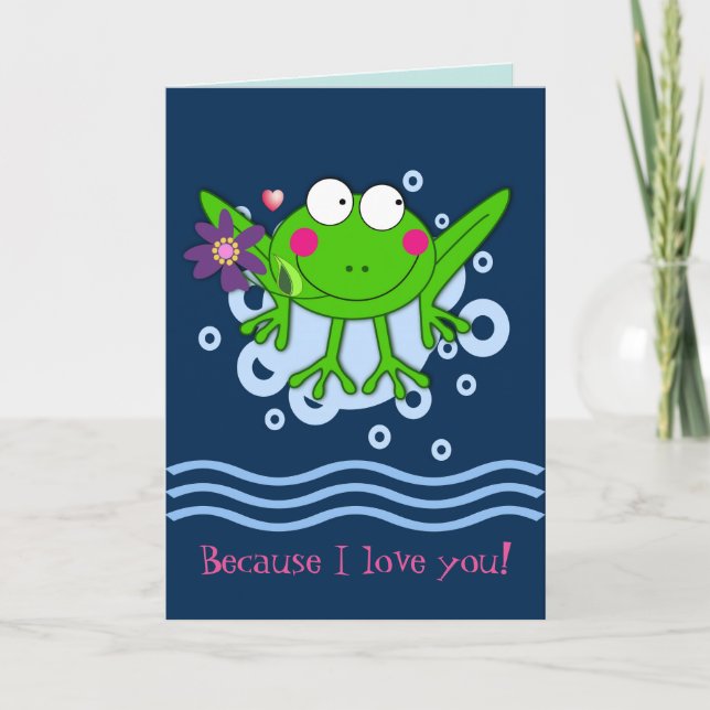 Carte Froggy mignonne en amour avec texte personnalisé (Devant)