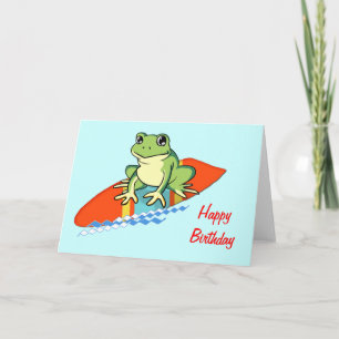 Carte Froggy on a Surboard Birthday