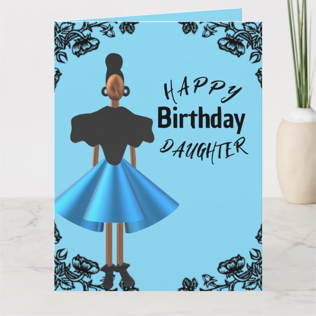 Carte Frontière noire Fille afro-américaine anniversaire (Devant)