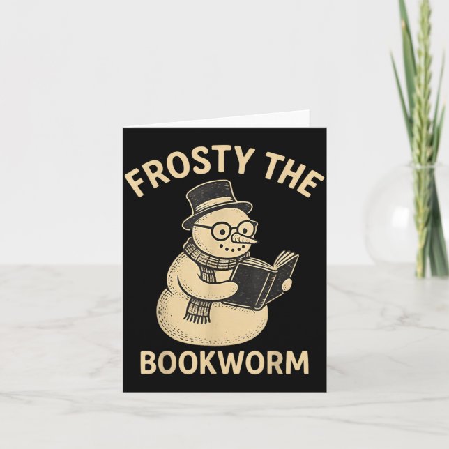 Carte Frosty The Bookworm Snowman Reading  (Devant)