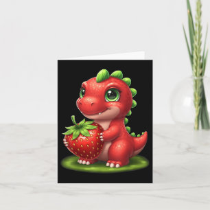 Carte Fruit d'été aux fraises mignonnes Dinosaure T Rex