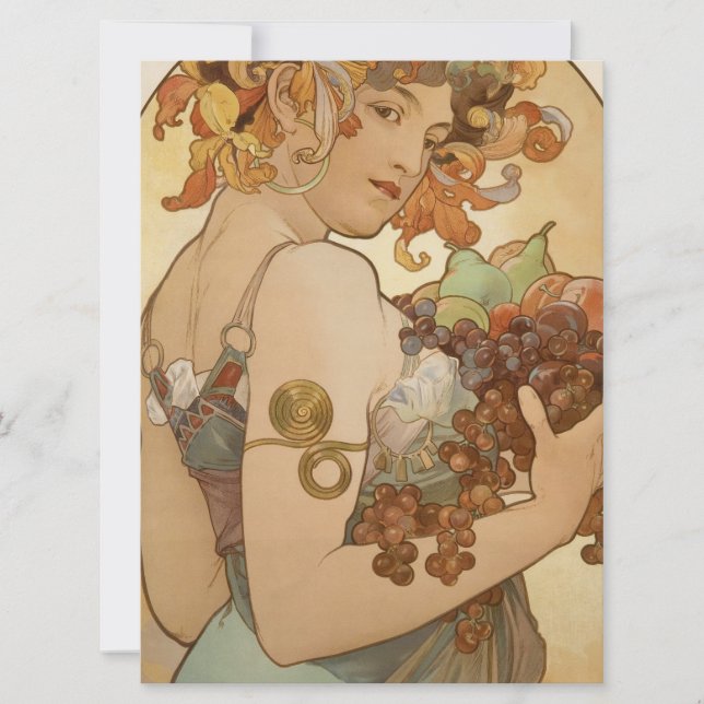 Carte Fruits (Art Nouveau) (Portrait féminin) (Fruits) (Devant)
