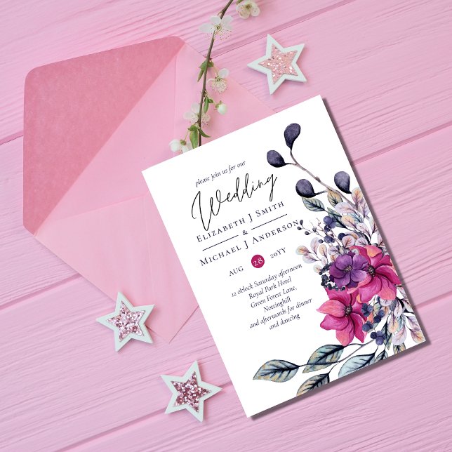 Carte Fuchsia Dreams Jolie Mariage de automne d'automne  (Créateur téléchargé)