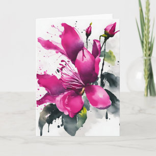Carte Fuchsia - Fleurs aquarelles