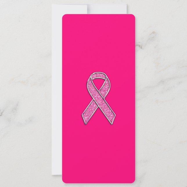 Carte Fuchsia Parties scintillant Style Pink Ribbon Sens (Devant)