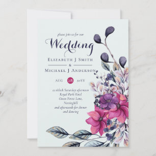 Carte Fuchsia Sage Automne Mariages de automne Invitatio
