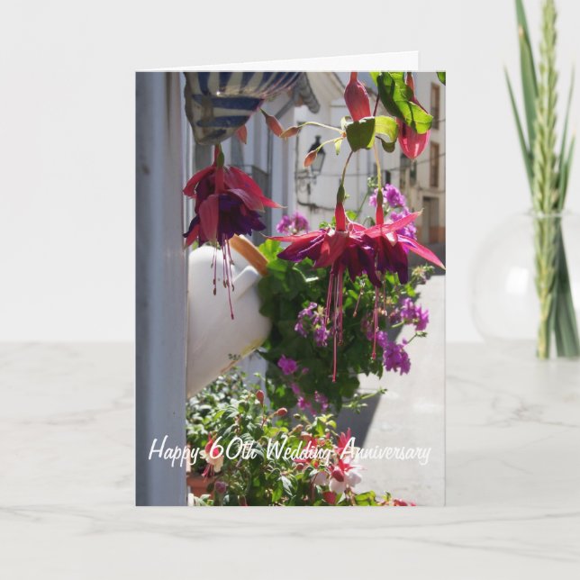 Carte Fuchsias 60e anniversaire de Mariage personnalisé (Devant)