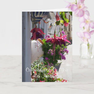 Carte Fuchsias Personnalisé 40e anniversaire de Mariage