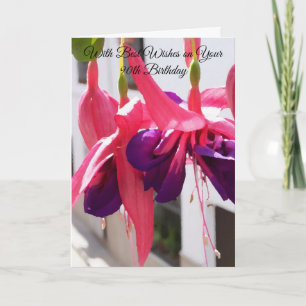 Carte Fuchsias rose Floral Personnalisé 90e anniversaire