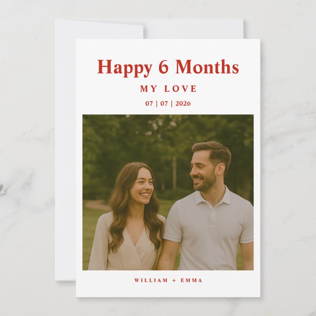 Carte Fully Custom 6 Month Anniversary Card for Couple (Devant)