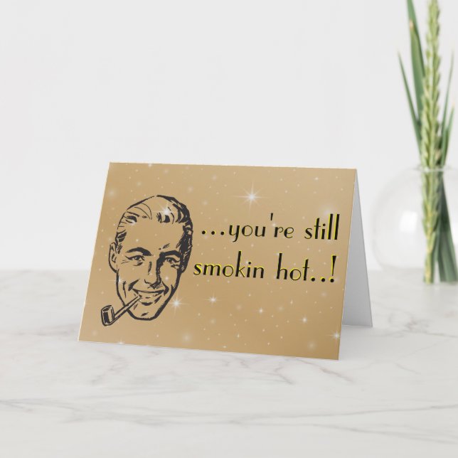 Carte Fumer' Hot Man Pipe Anniversaire Rétro (Devant)