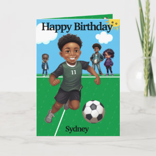 Carte Fun Black Boy Soccer Secret Message Joyeux anniver