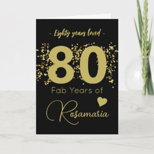 Carte Fun Black Gold Parties scintillant 80e Anniversair
