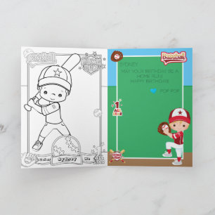 Carte Fun Boys Baseball Coloriage Page Joyeux Anniversai