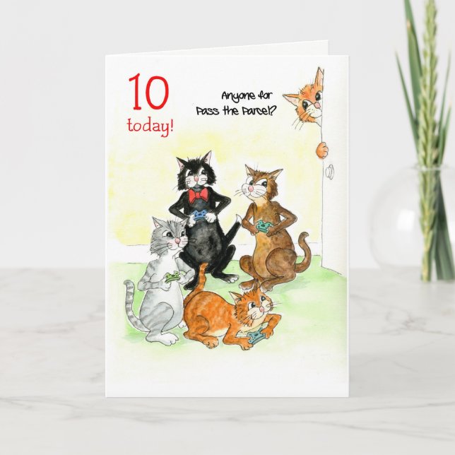 Carte Fun Cats Jouer jeu vidéo 10e anniversaire (Devant)