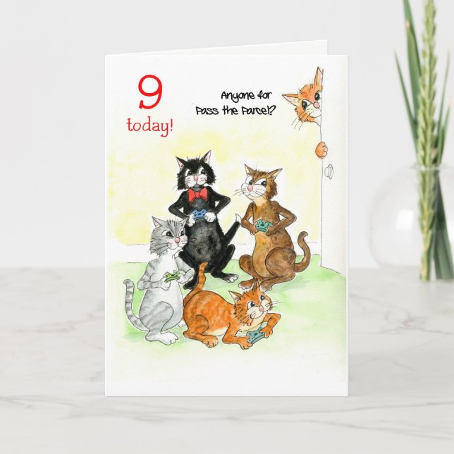 Carte Fun Cats Jouer jeu vidéo 9e anniversaire (Devant)