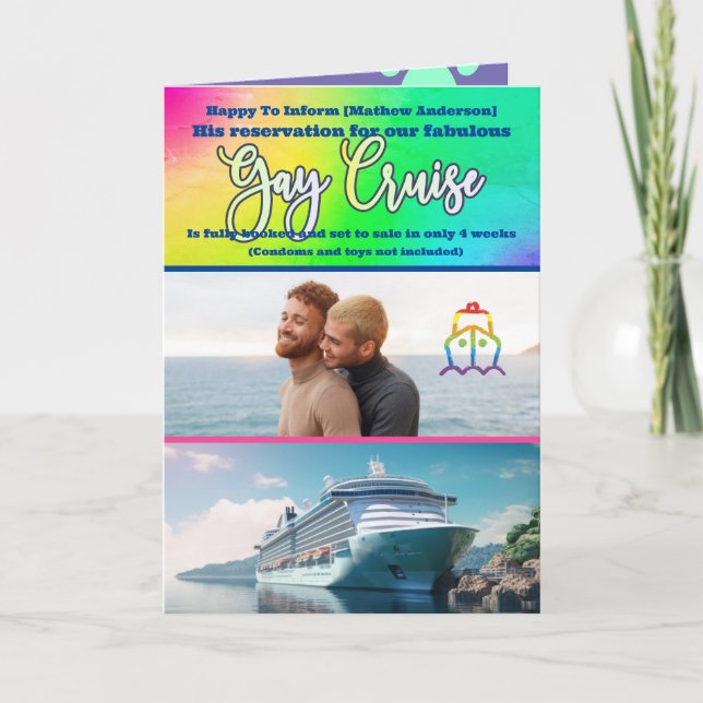 Carte Fun Chat Photo Gay Croisière Gay (Devant)