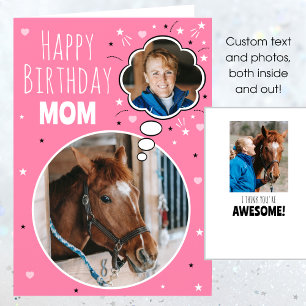 Carte Fun Cheval Maman Anniversaire Pensée Bulle Photo R