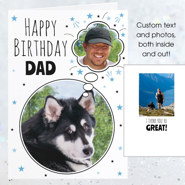 Carte Fun Chien Papa Anniversaire Pensée Bulle Photo Bla (Créateur téléchargé)