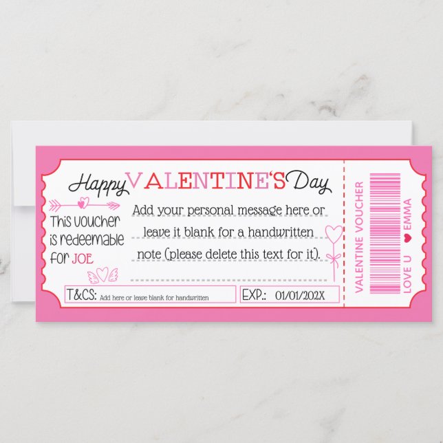 Carte Fun Custom Valentine's Day Card comme bon cadeau (Devant)