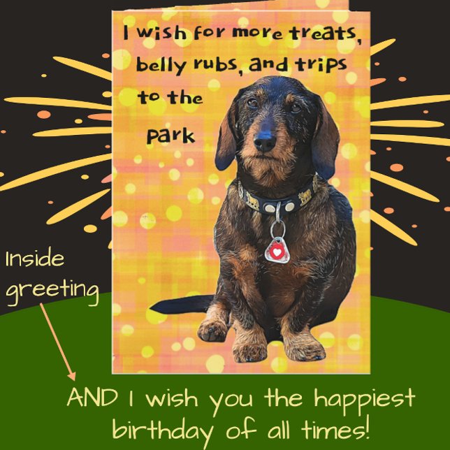 Carte Fun Dachshund aux cheveux fils brillant Joyeux ann (Créateur téléchargé)