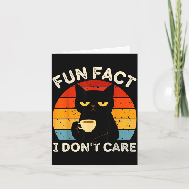 Carte Fun Fact Je m'en fiche Citation drôle de chat noir (Devant)