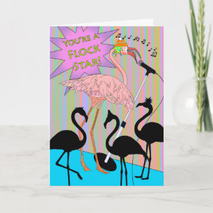 Carte Fun Félicitations à Singing Flamant rose 